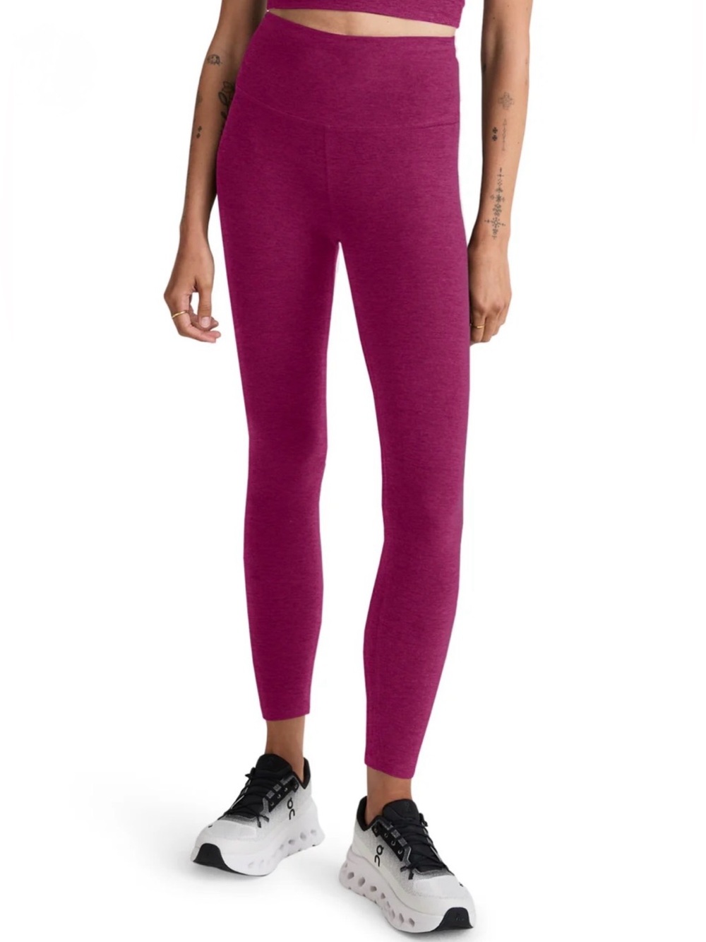 Beyond Yoga Spacedye Spin Out High Rise Leggings NWT in Magenta Heather